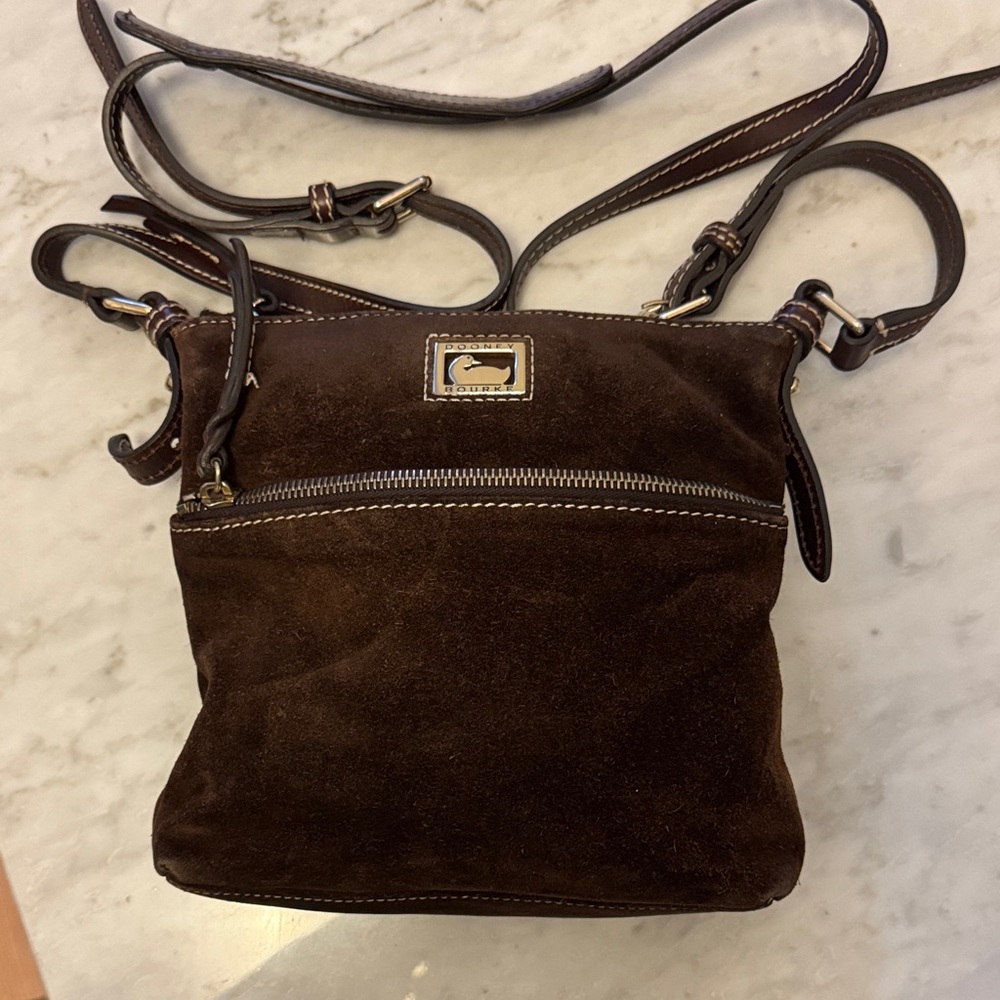 Dooney & Bourke Chocolate Brown Suede Crossbody Bag